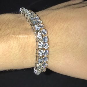 2 pc set of two tone tennis bracelets